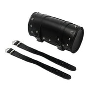 Uanit Motorcycle Pannier Bag Head and Tail Tool Handlebar Saddlebags Pu Leather Handmade Fork Roll Durable Storage Pouch With Straps For Men Women